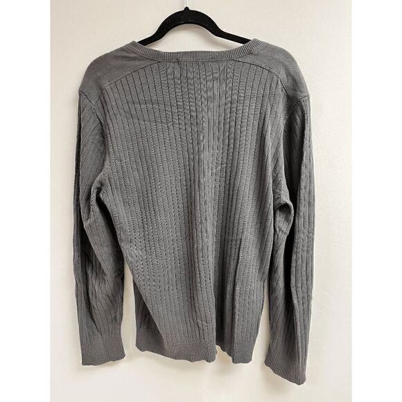 Calvin Klein Jeans men’s Pullover Crew neck Ribbed Knit Sweater Gray Size Large - Picture 2 of 5